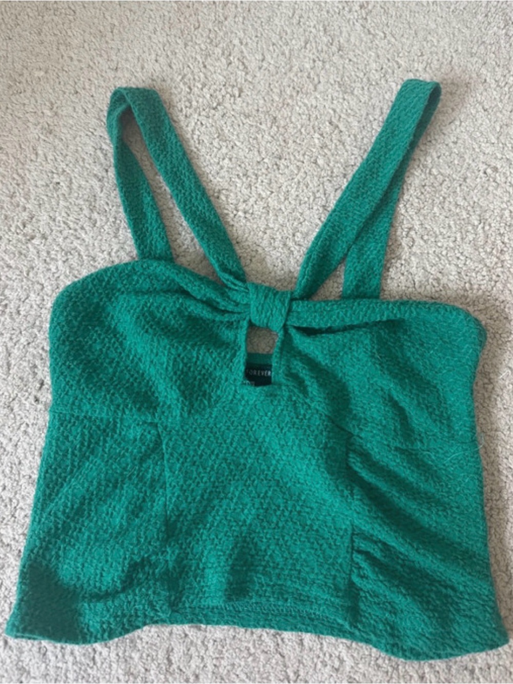 Forever 21 Teal Knot-Front Textured Tank